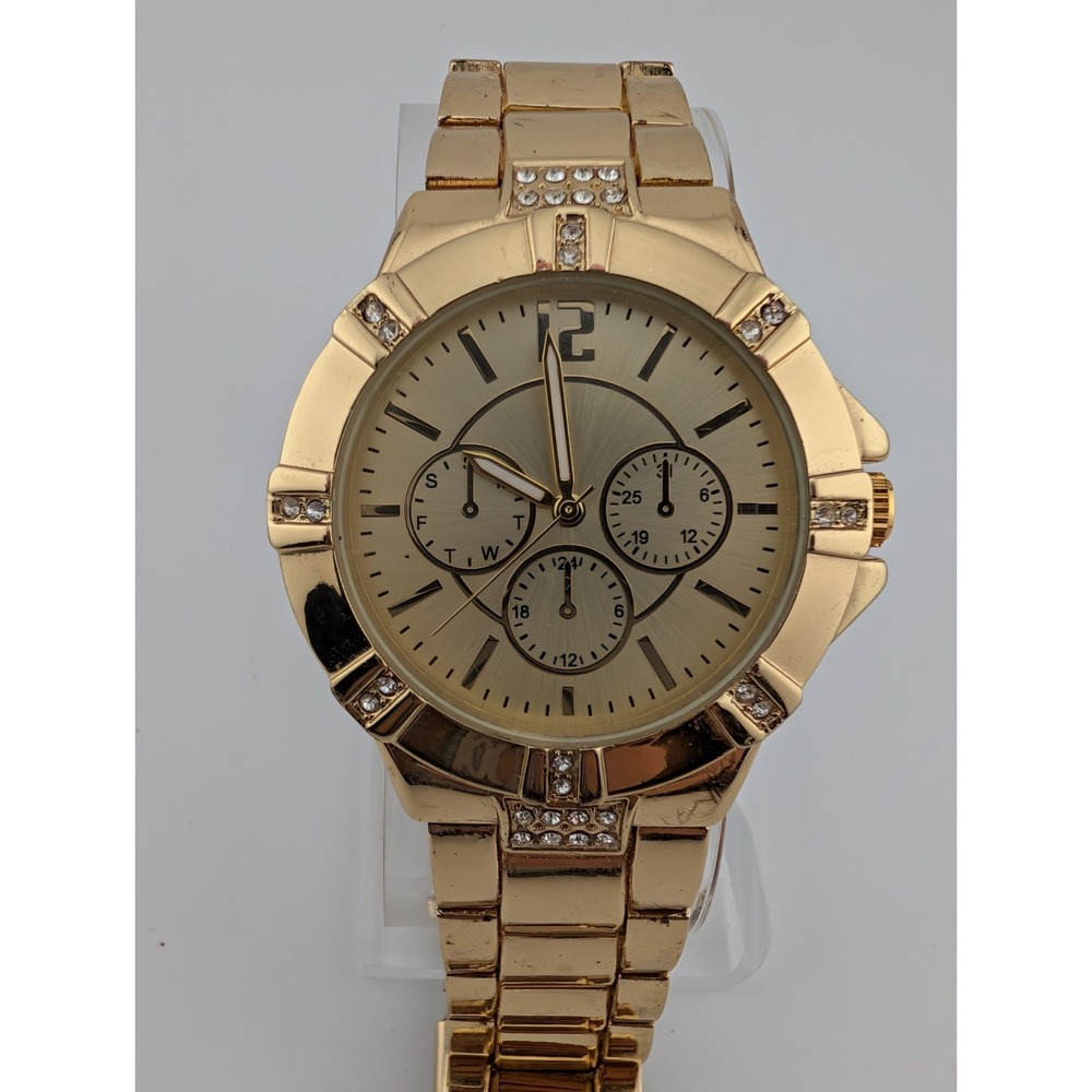 Women's Quartz Watch 39mm Gold‎ Case 7.25" Band- New Battery